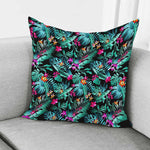 Teal Tropical Leaf Hawaii Pattern Print Pillow Cover