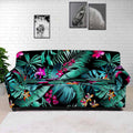 Teal Tropical Leaf Hawaii Pattern Print Sofa Cover