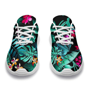 Teal Tropical Leaf Hawaii Pattern Print Sport Shoes GearFrost