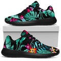 Teal Tropical Leaf Hawaii Pattern Print Walking Shoes