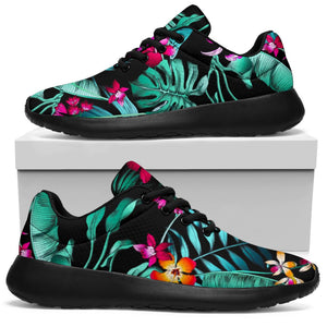 Teal Tropical Leaf Hawaii Pattern Print Sport Shoes GearFrost