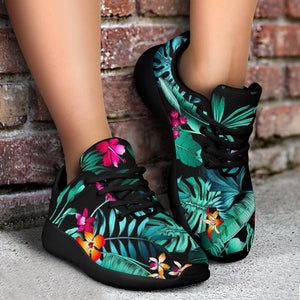 Teal Tropical Leaf Hawaii Pattern Print Sport Shoes GearFrost