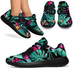 Teal Tropical Leaf Hawaii Pattern Print Sport Shoes GearFrost