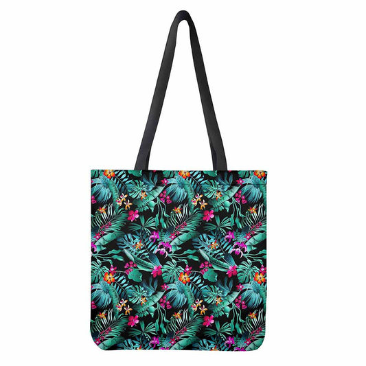 Teal Tropical Leaf Hawaii Pattern Print Tote Bag