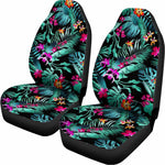 Teal Tropical Leaf Hawaii Pattern Print Universal Fit Car Seat Covers