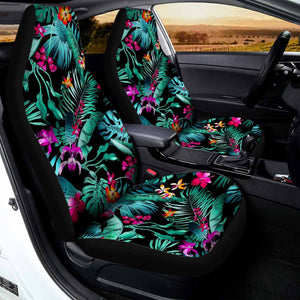 Teal Tropical Leaf Hawaii Pattern Print Universal Fit Car Seat Covers