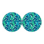 Teal Tropical Leaf Pattern Print Car Coasters