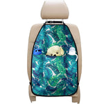 Teal Tropical Leaf Pattern Print Car Seat Organizers