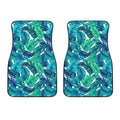 Teal Tropical Leaf Pattern Print Front Car Floor Mats