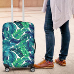 Teal Tropical Leaf Pattern Print Luggage Cover GearFrost