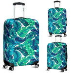Teal Tropical Leaf Pattern Print Luggage Cover GearFrost