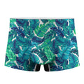 Teal Tropical Leaf Pattern Print Men's Boxer Briefs