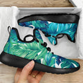 Teal Tropical Leaf Pattern Print Mesh Knit Shoes