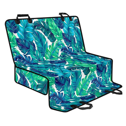 Teal Tropical Leaf Pattern Print Pet Car Back Seat Cover