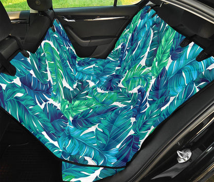 Teal Tropical Leaf Pattern Print Pet Car Back Seat Cover