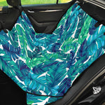 Teal Tropical Leaf Pattern Print Pet Car Back Seat Cover