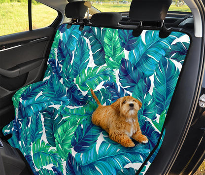 Teal Tropical Leaf Pattern Print Pet Car Back Seat Cover