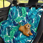 Teal Tropical Leaf Pattern Print Pet Car Back Seat Cover