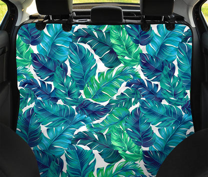 Teal Tropical Leaf Pattern Print Pet Car Back Seat Cover