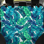 Teal Tropical Leaf Pattern Print Pet Car Back Seat Cover
