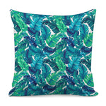 Teal Tropical Leaf Pattern Print Pillow Cover