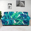 Teal Tropical Leaf Pattern Print Sofa Cover