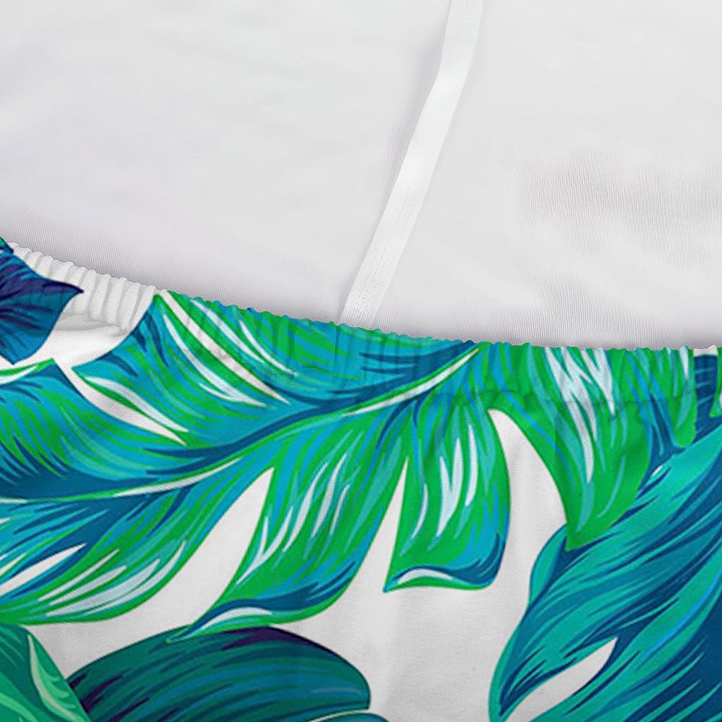 Teal Tropical Leaf Pattern Print Sofa Cover