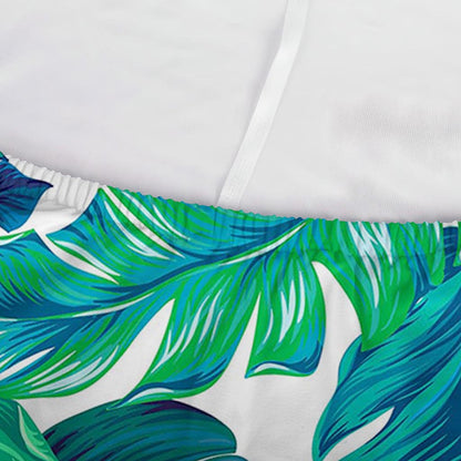 Teal Tropical Leaf Pattern Print Sofa Cover