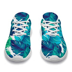 Teal Tropical Leaf Pattern Print Sport Shoes GearFrost