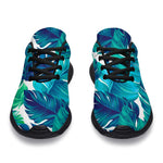 Teal Tropical Leaf Pattern Print Sport Shoes GearFrost