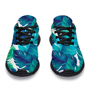 Teal Tropical Leaf Pattern Print Sport Shoes GearFrost