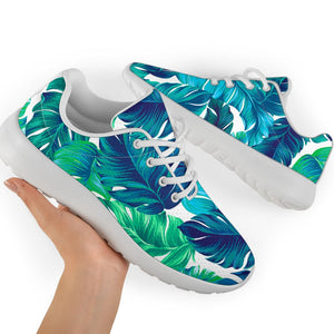 Teal Tropical Leaf Pattern Print Sport Shoes GearFrost