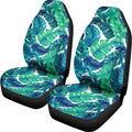 Teal Tropical Leaf Pattern Print Universal Fit Car Seat Covers