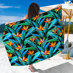 Teal Tropical Pattern Print Beach Sarong Wrap