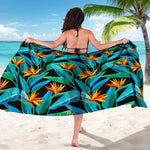 Teal Tropical Pattern Print Beach Sarong Wrap