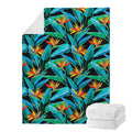 Teal Tropical Pattern Print Blanket