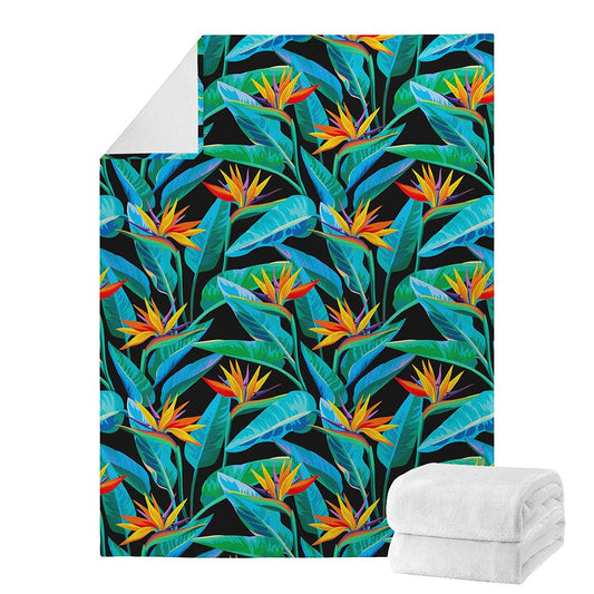 Teal Tropical Pattern Print Blanket