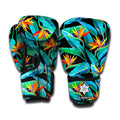 Teal Tropical Pattern Print Boxing Gloves