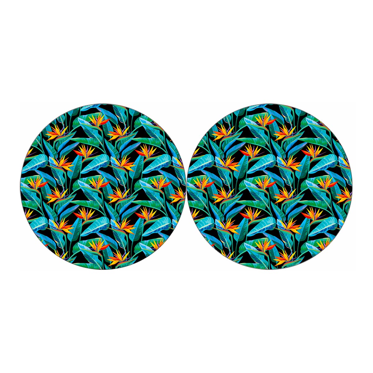Teal Tropical Pattern Print Car Coasters