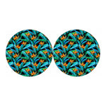 Teal Tropical Pattern Print Car Coasters