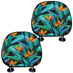 Teal Tropical Pattern Print Car Headrest Covers