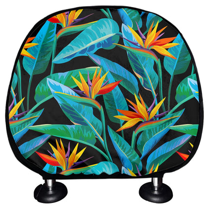 Teal Tropical Pattern Print Car Headrest Covers