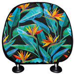 Teal Tropical Pattern Print Car Headrest Covers