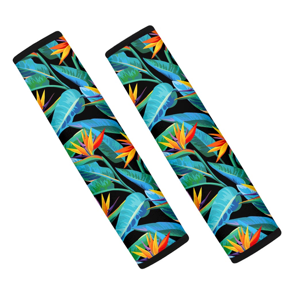 Teal Tropical Pattern Print Car Seat Belt Covers