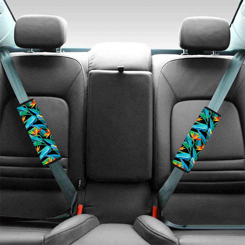 Teal Tropical Pattern Print Car Seat Belt Covers