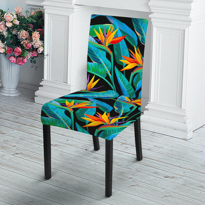 Teal Tropical Pattern Print Dining Chair Slipcover