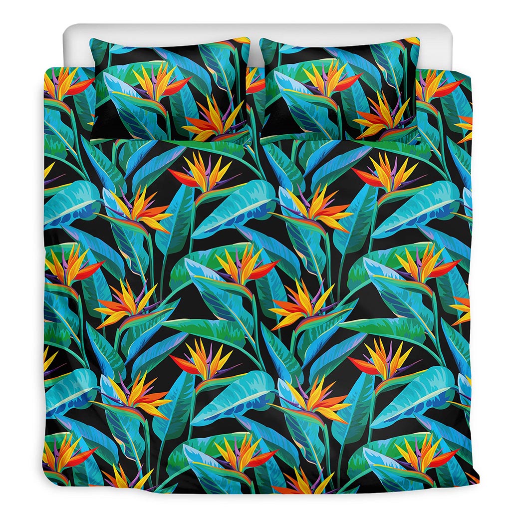Teal Tropical Pattern Print Duvet Cover Bedding Set