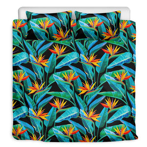 Teal Tropical Pattern Print Duvet Cover Bedding Set