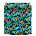 Teal Tropical Pattern Print Duvet Cover Bedding Set