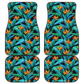 Teal Tropical Pattern Print Front and Back Car Floor Mats